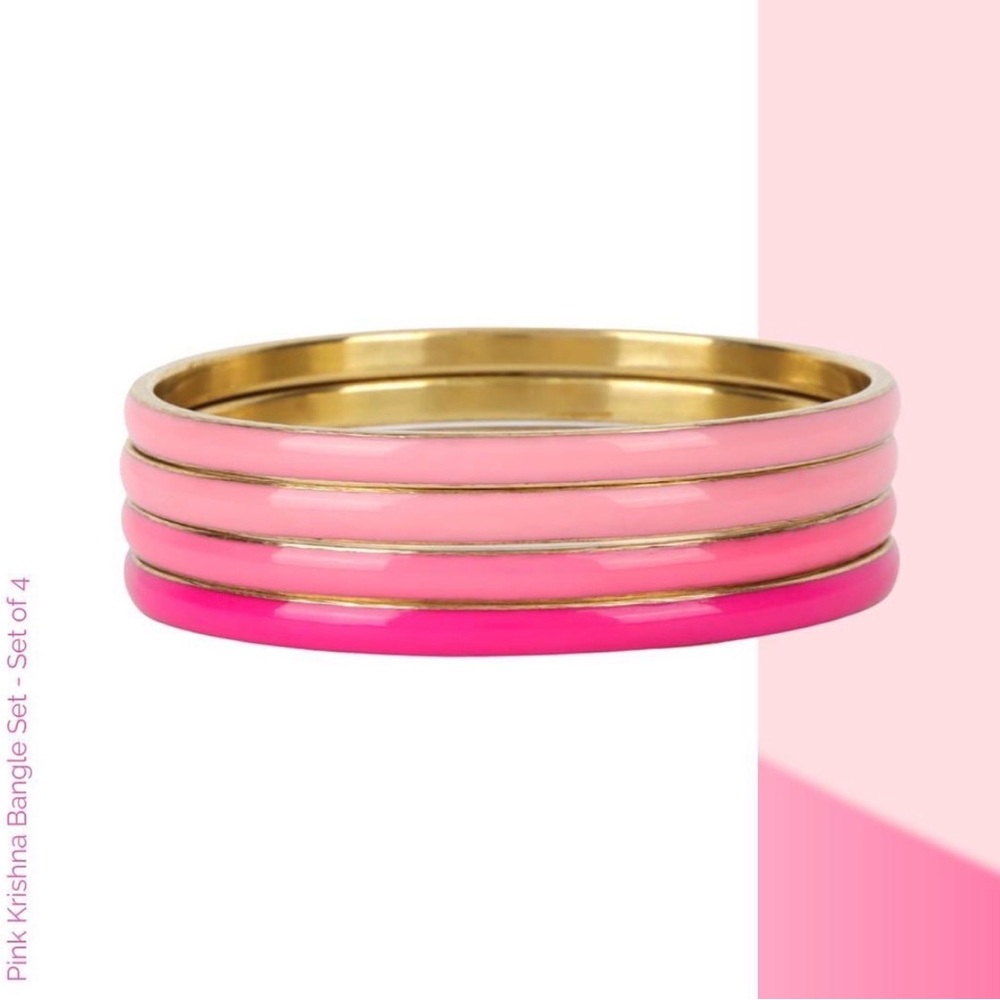 BudhaGirl - Krishna set-pink **RETIRED**Enamel Bangle w/ Gold Trim